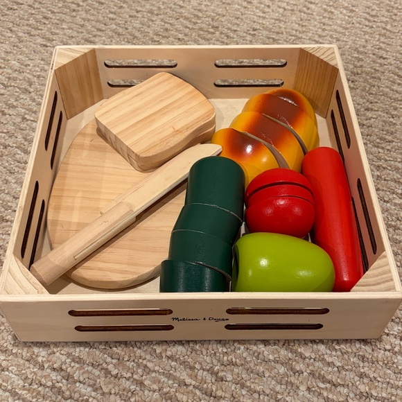 Melissa & Doug Set of 2 Food Toys Cutting Food and Market Basket - Picture 2 of 5